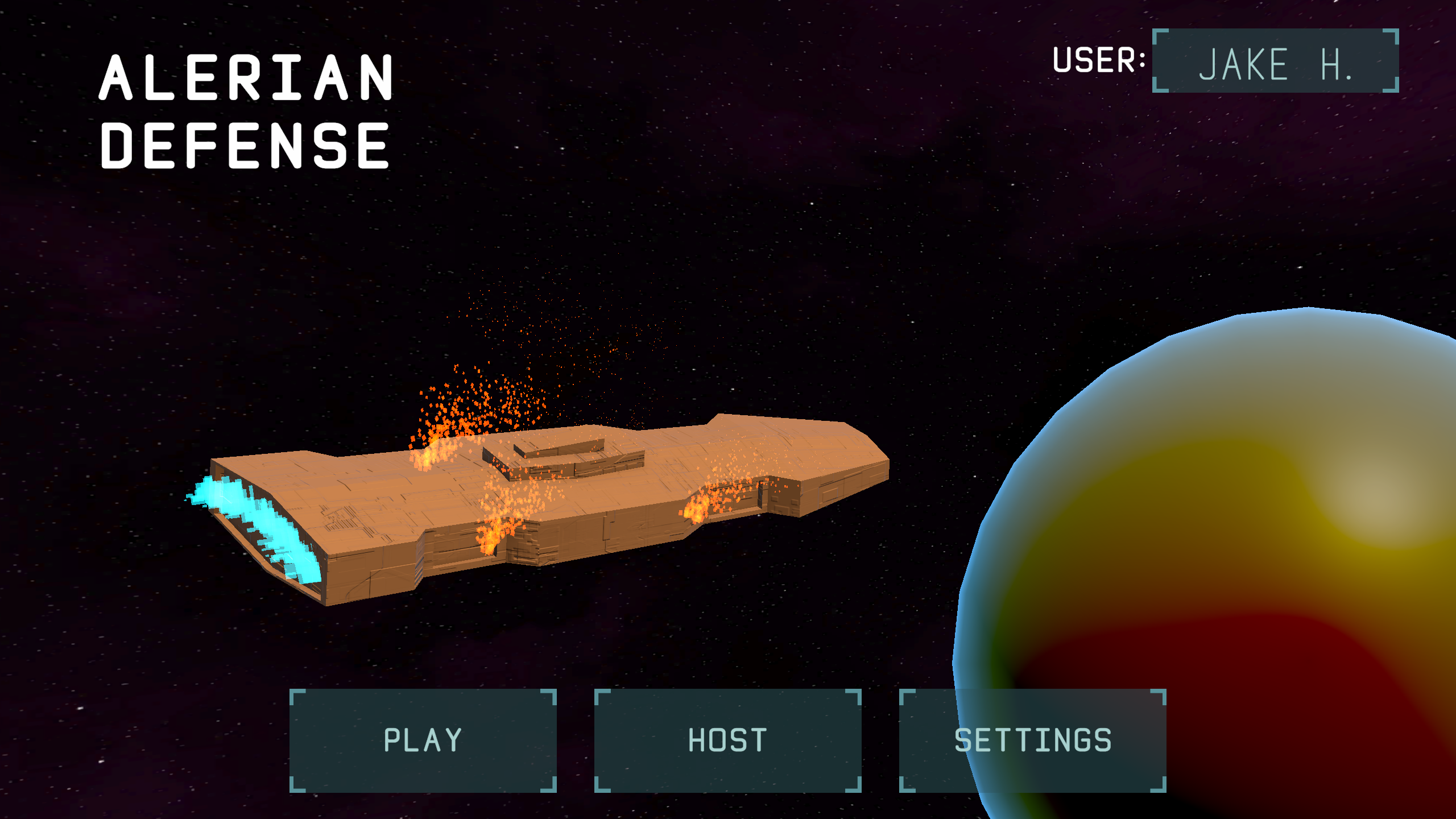 Alerian Defense Main Menu Screen